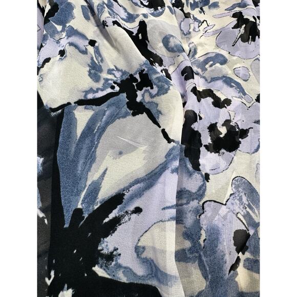 BETSY & ADAM Women Lavender/Navy Tie Neck Chiffon Floral Sleeveless Maxi Dress 6 - Picture 4 of 7